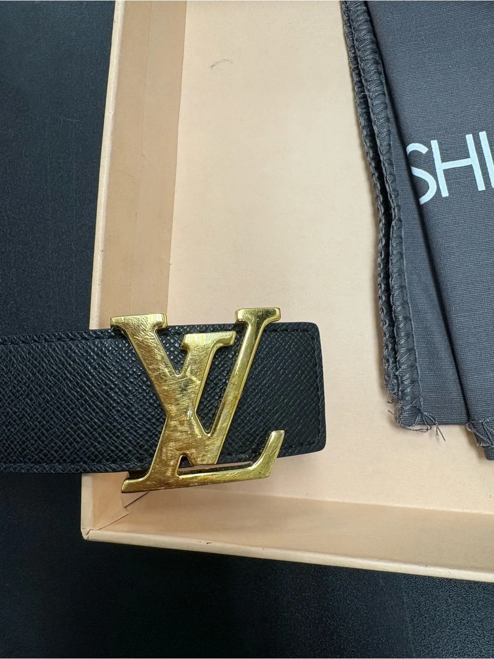 LOUIS VUITTON Calfskin Monogram 40mm LV Initiales Reversible Belt 80 32 Black
